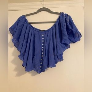 Off the shoulder blue flowy top - never worn